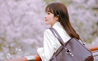 美女校花樱花季学生制服写真(9)